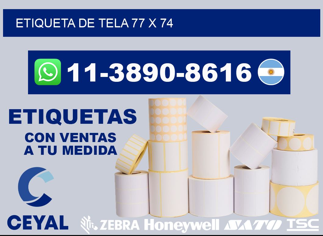 etiqueta de tela 77 x 74