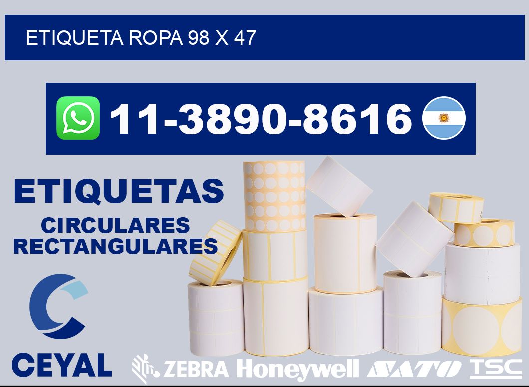 etiqueta ropa 98 x 47