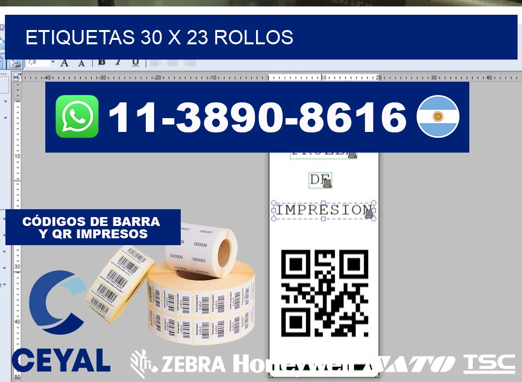 etiquetas 30 x 23 rollos