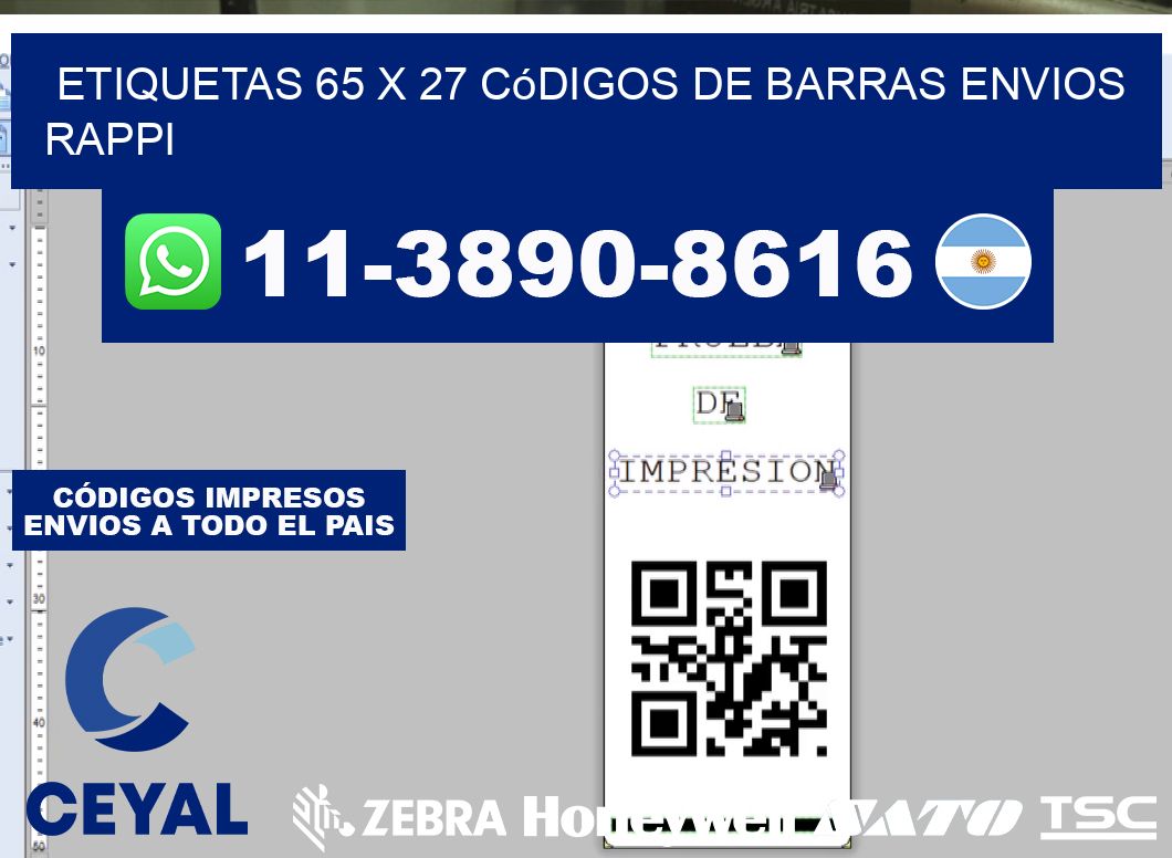 etiquetas 65 x 27 códigos de barras envios rappi