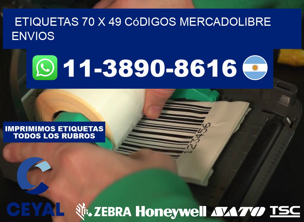 etiquetas 70 x 49 códigos mercadolibre envios