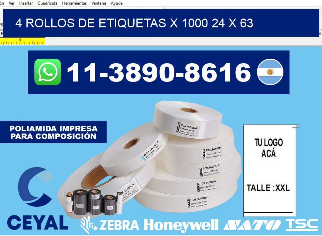 4 rollos de etiquetas x 1000 24 x 63