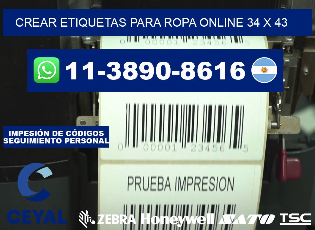 Crear etiquetas para ropa online 34 x 43