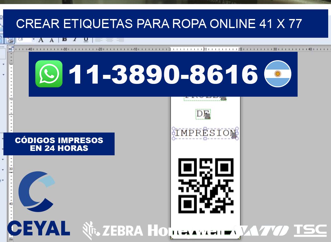 Crear etiquetas para ropa online 41 x 77