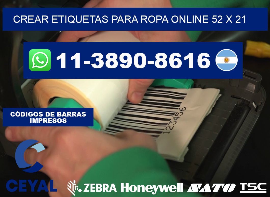 Crear etiquetas para ropa online 52 x 21
