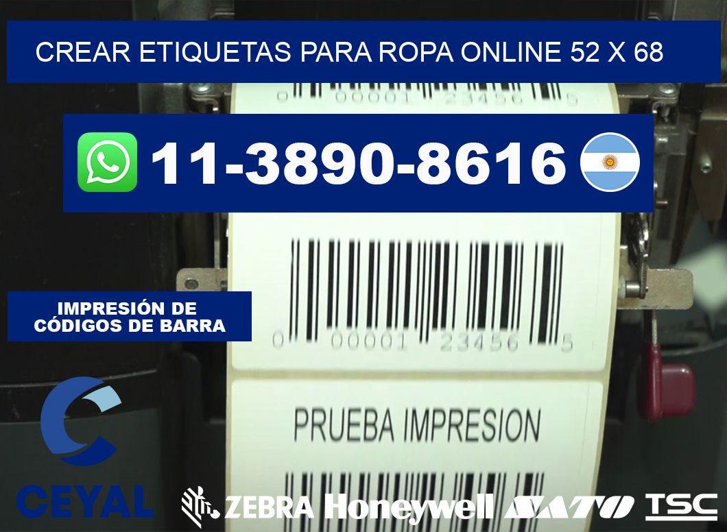 Crear etiquetas para ropa online 52 x 68