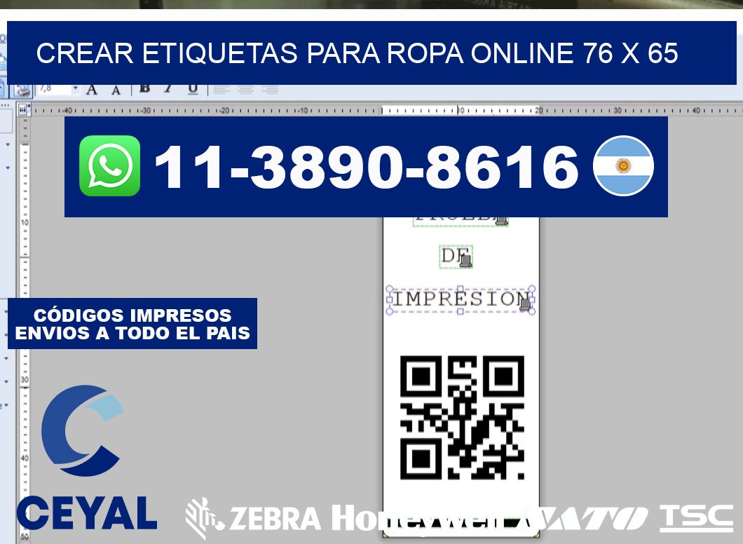 Crear etiquetas para ropa online 76 x 65