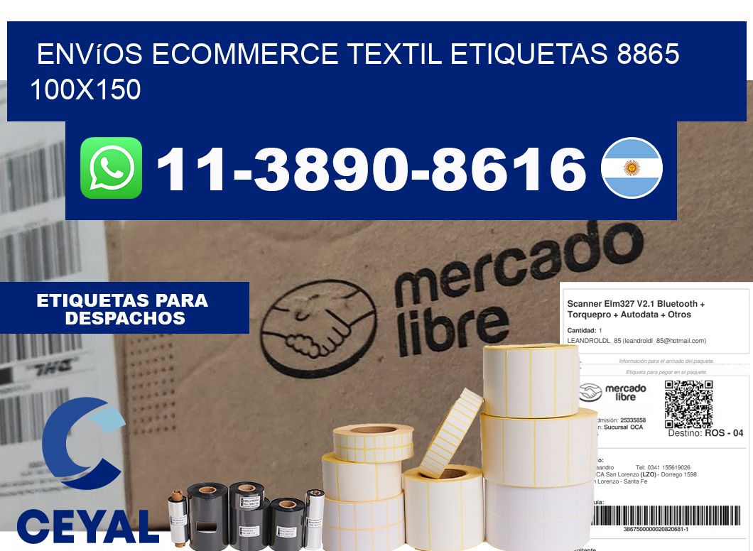 Envíos Ecommerce textil etiquetas 8865 100x150