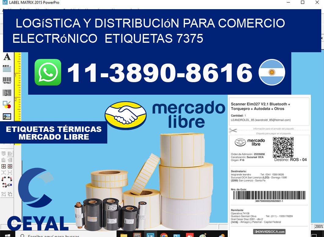 Logística y distribución para comercio electrónico  etiquetas 7375