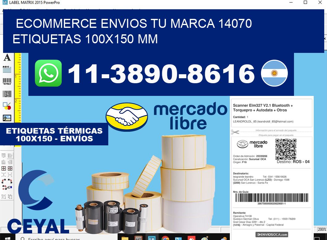 ecommerce envios tu marca 14070  etiquetas 100x150 mm