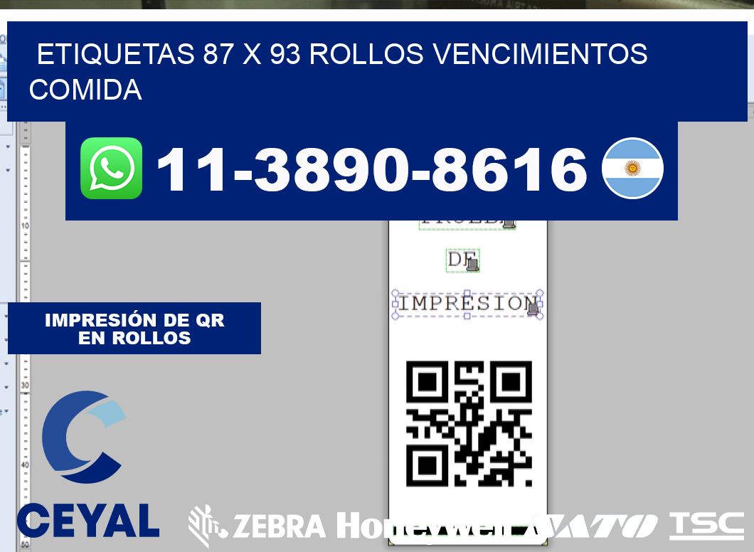 etiquetas 87 x 93 rollos vencimientos comida