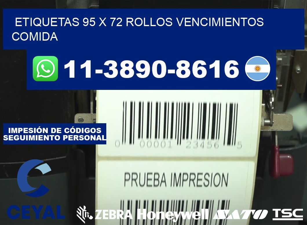 etiquetas 95 x 72 rollos vencimientos comida