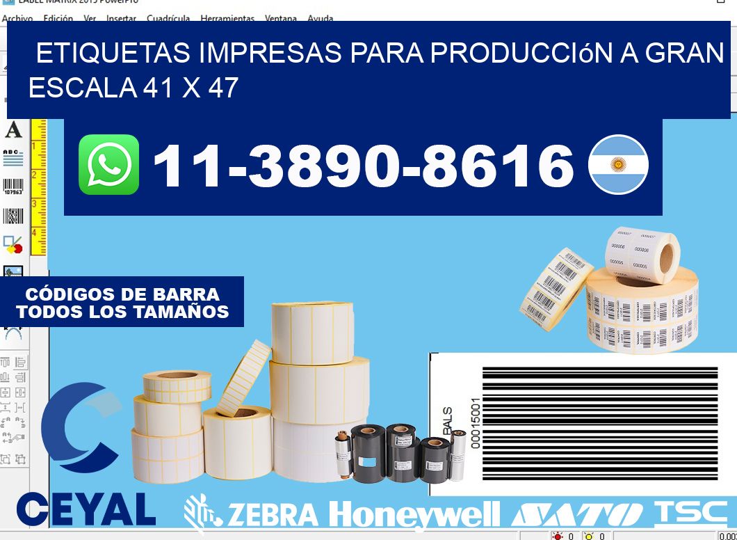 etiquetas impresas para producción a gran escala 41 x 47