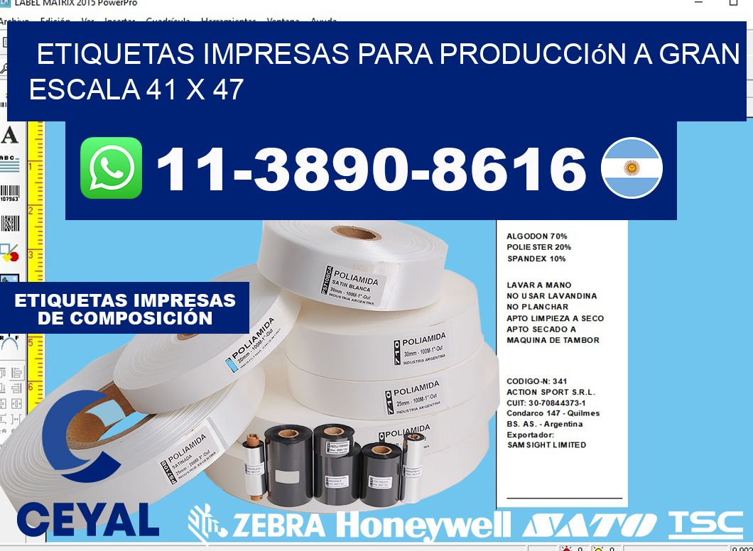 etiquetas impresas para producción a gran escala 41 x 47