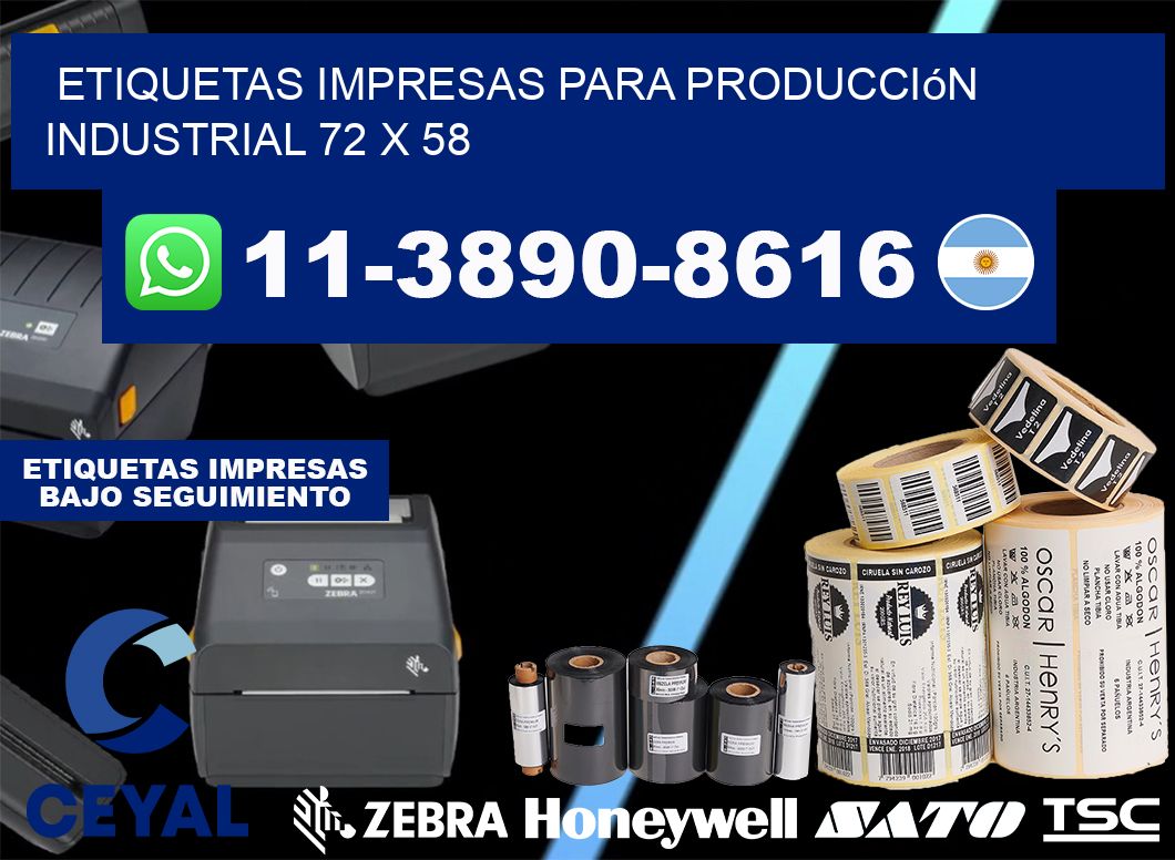 etiquetas impresas para producción industrial 72 x 58