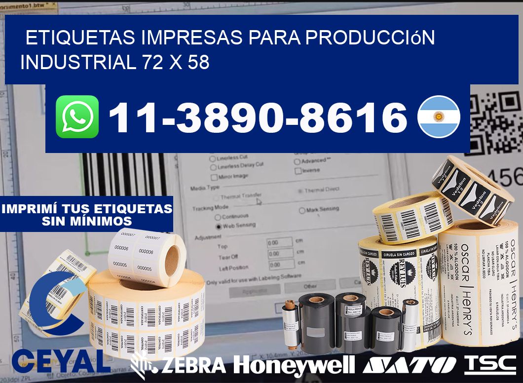 etiquetas impresas para producción industrial 72 x 58