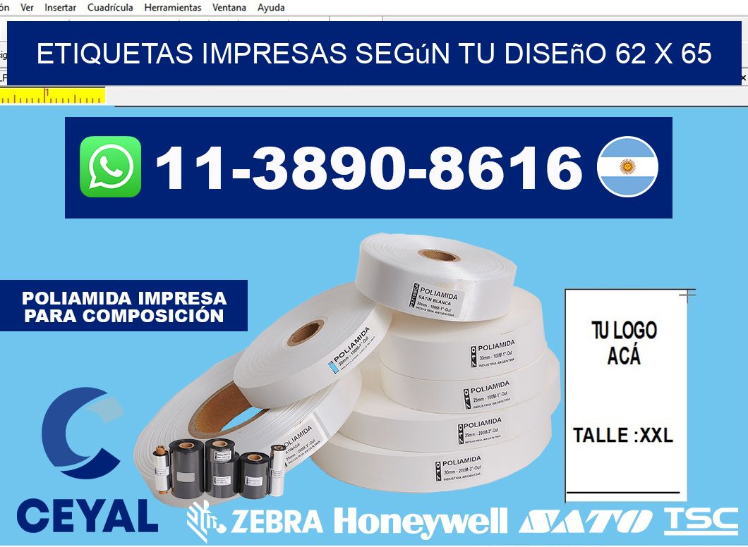 etiquetas impresas según tu diseño 62 x 65
