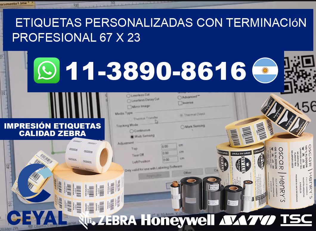 etiquetas personalizadas con terminación profesional 67 x 23