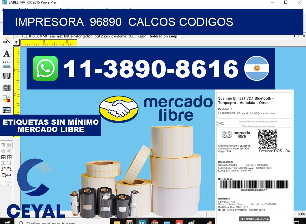 impresora  96890  calcos codigos