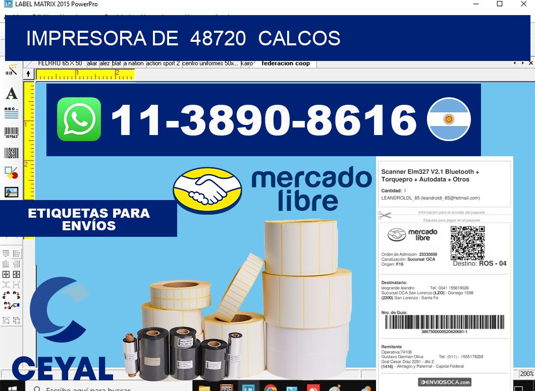 impresora de  48720  calcos