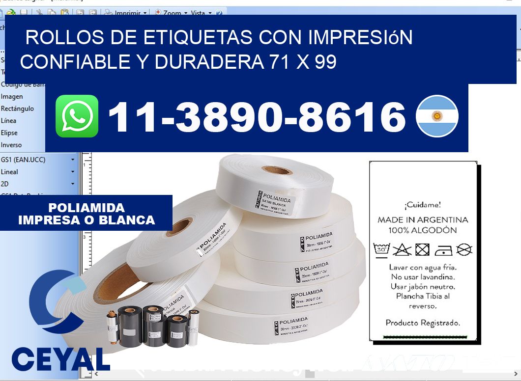 rollos de etiquetas con impresión confiable y duradera 71 x 99