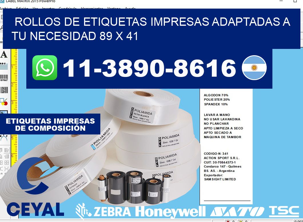 rollos de etiquetas impresas adaptadas a tu necesidad 89 x 41