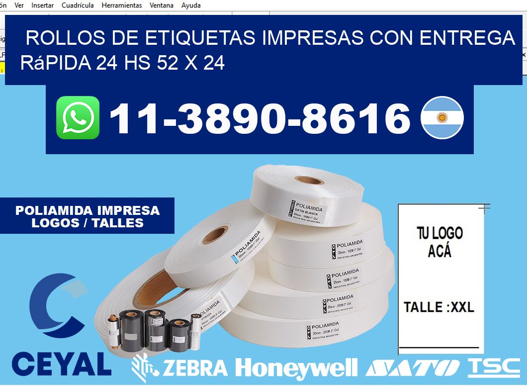rollos de etiquetas impresas con entrega rápida 24 hs 52 x 24