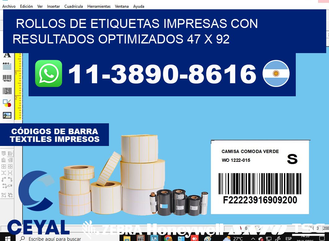 rollos de etiquetas impresas con resultados optimizados 47 x 92