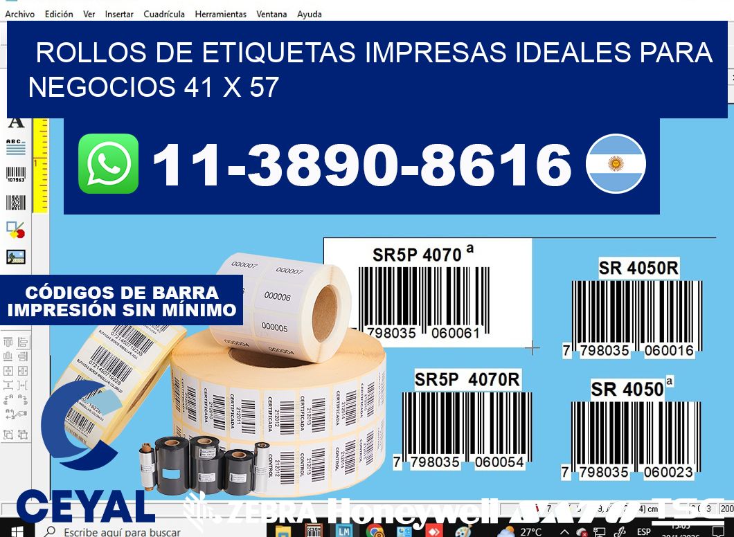 rollos de etiquetas impresas ideales para negocios 41 x 57
