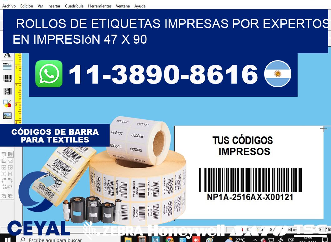 rollos de etiquetas impresas por expertos en impresión 47 x 90