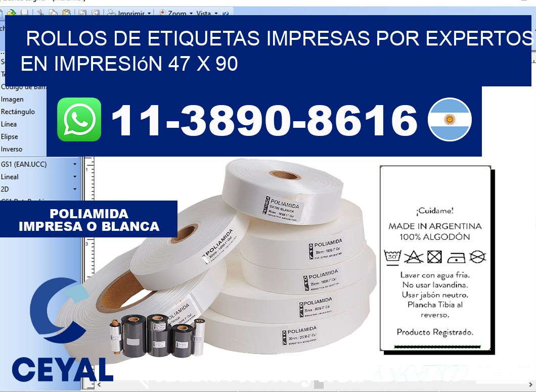 rollos de etiquetas impresas por expertos en impresión 47 x 90