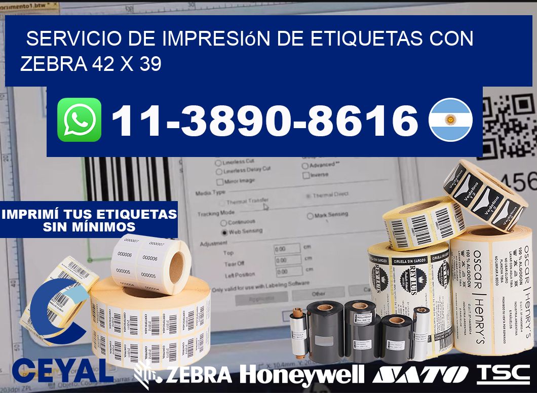 servicio de impresión de etiquetas con Zebra 42 x 39