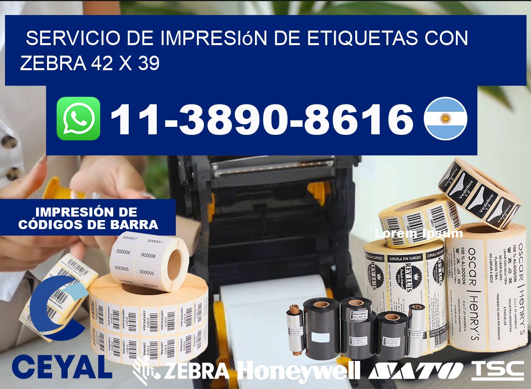servicio de impresión de etiquetas con Zebra 42 x 39