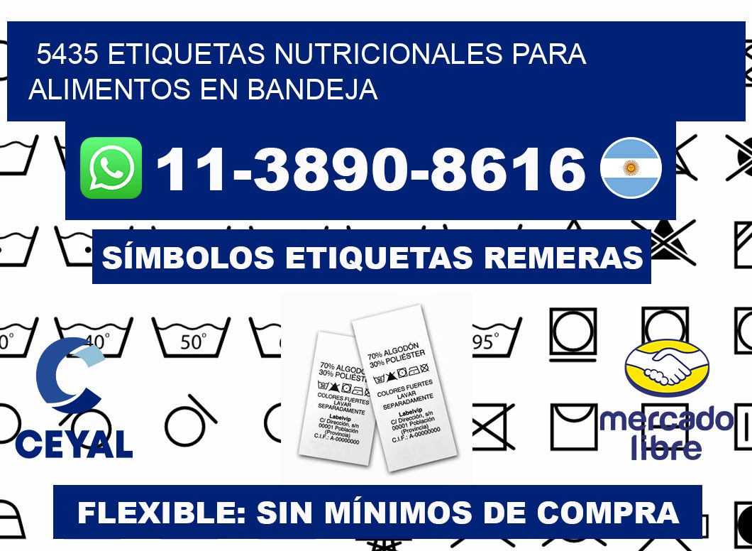 5435 etiquetas nutricionales para alimentos en bandeja