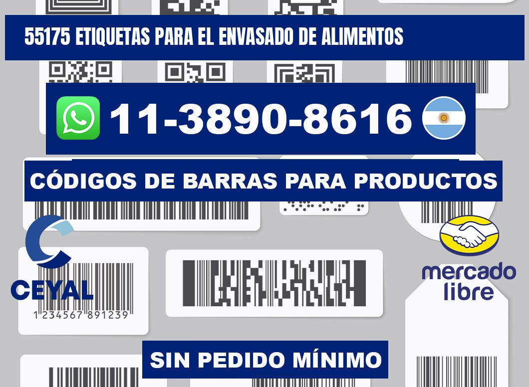 55175 etiquetas para el envasado de alimentos