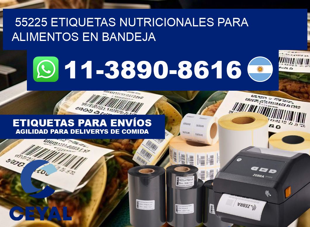 55225 etiquetas nutricionales para alimentos en bandeja