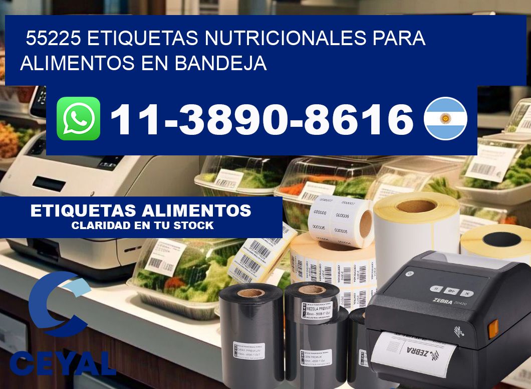 55225 etiquetas nutricionales para alimentos en bandeja