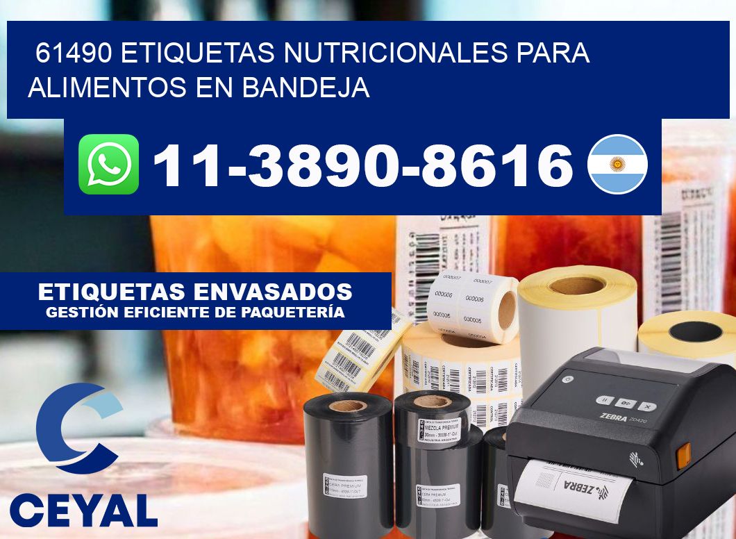 61490 etiquetas nutricionales para alimentos en bandeja