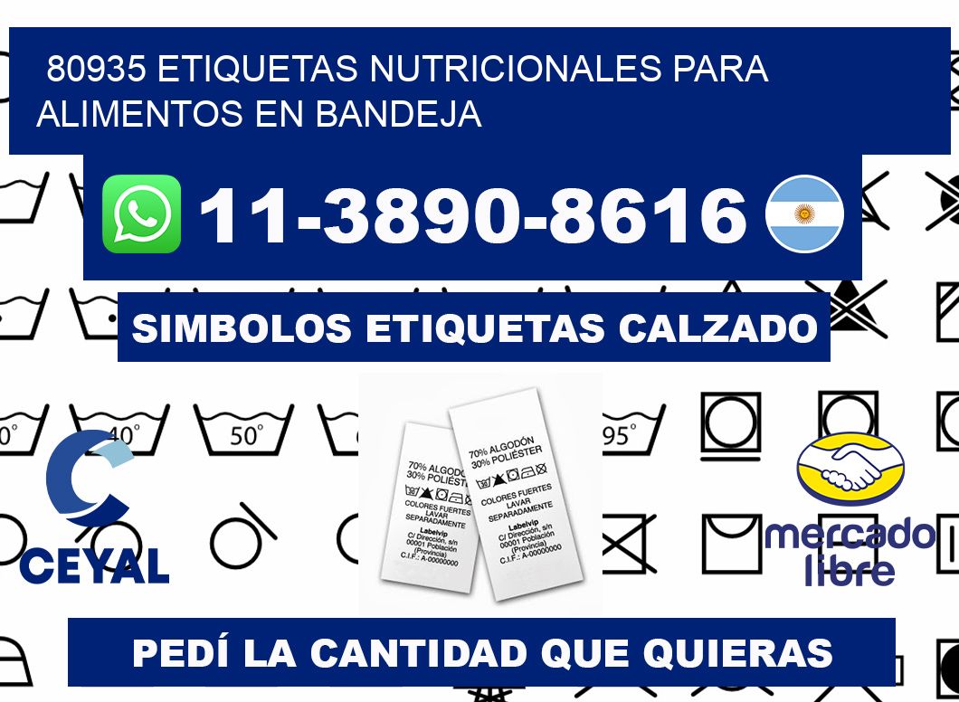 80935 etiquetas nutricionales para alimentos en bandeja