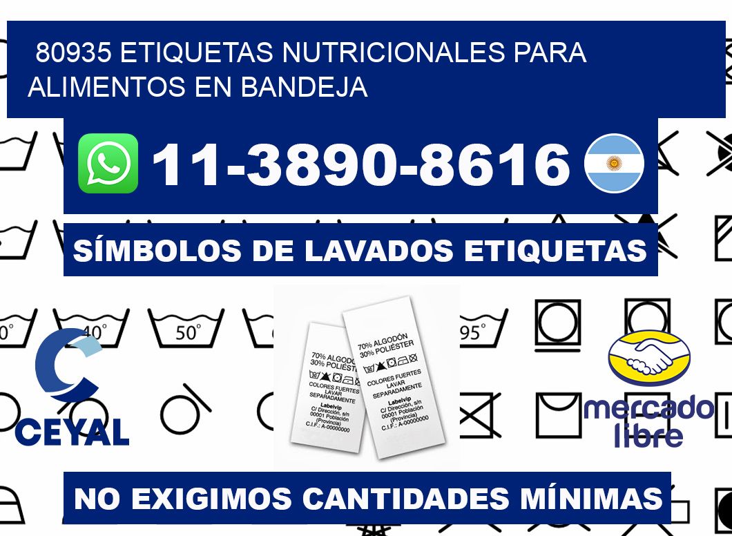80935 etiquetas nutricionales para alimentos en bandeja