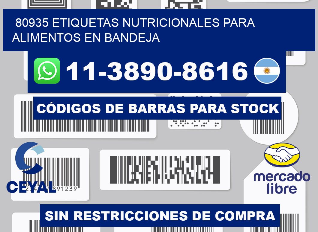 80935 etiquetas nutricionales para alimentos en bandeja