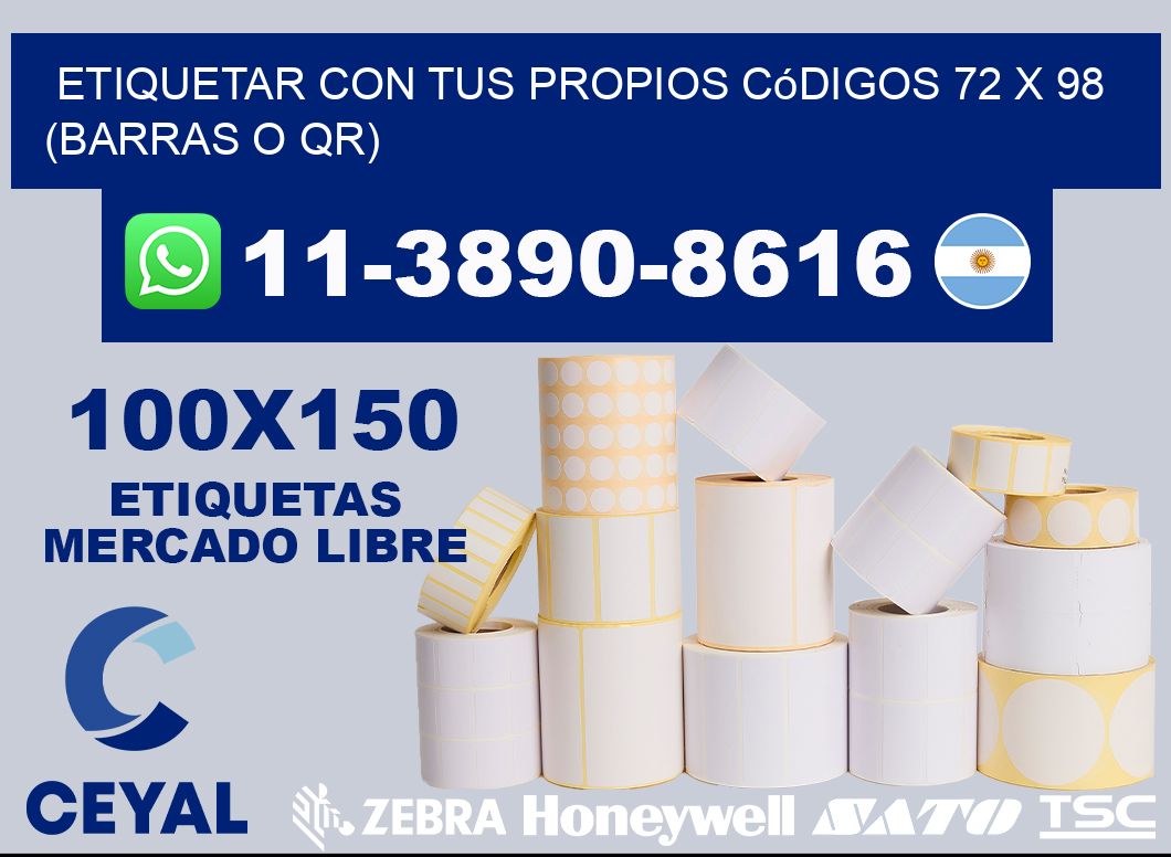 Etiquetar con tus propios códigos 72 x 98 (barras o QR)