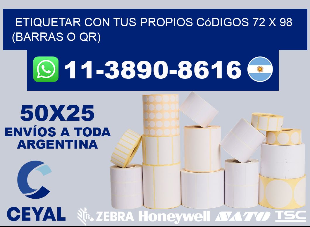 Etiquetar con tus propios códigos 72 x 98 (barras o QR)