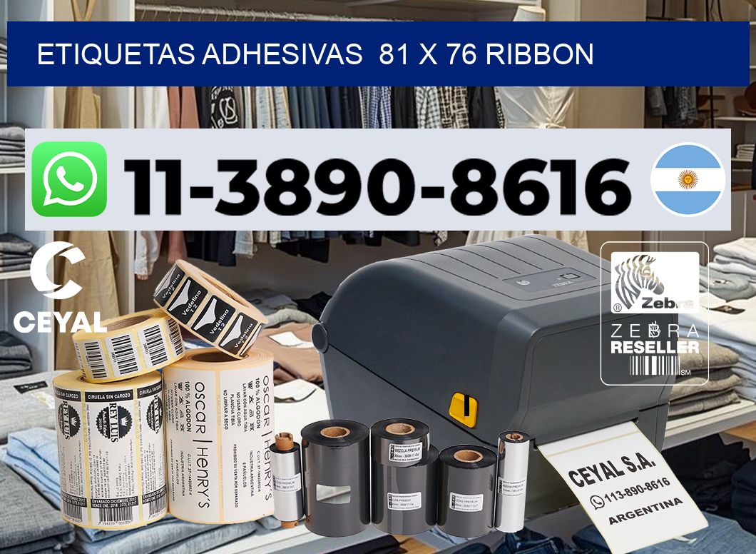 Etiquetas adhesivas 81 x 76 ribbon