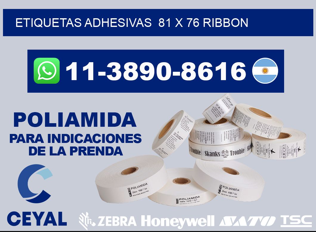 Etiquetas adhesivas 81 x 76 ribbon