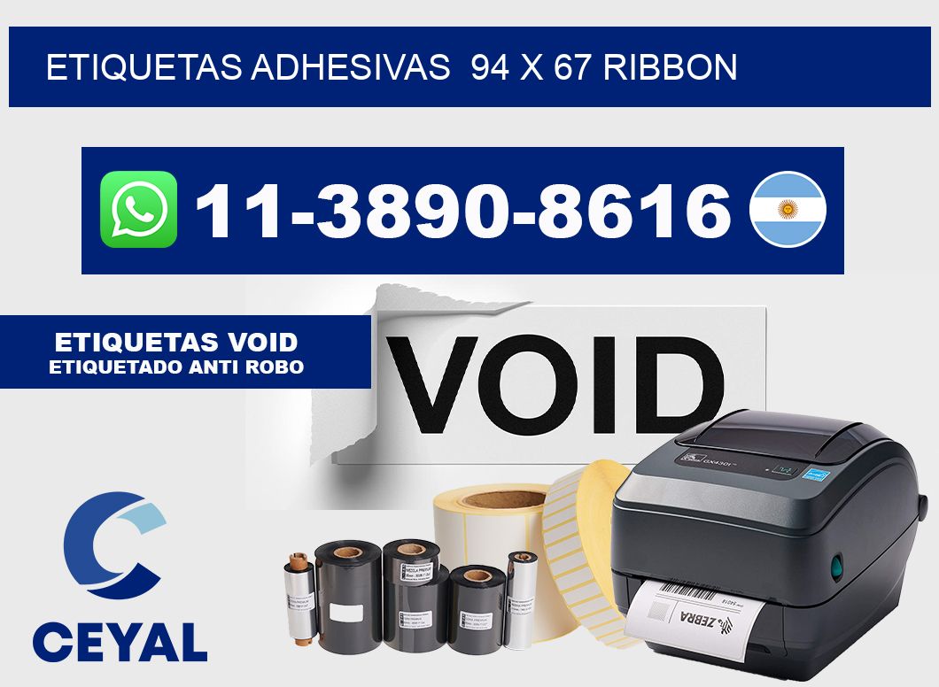 Etiquetas adhesivas  94 x 67 ribbon