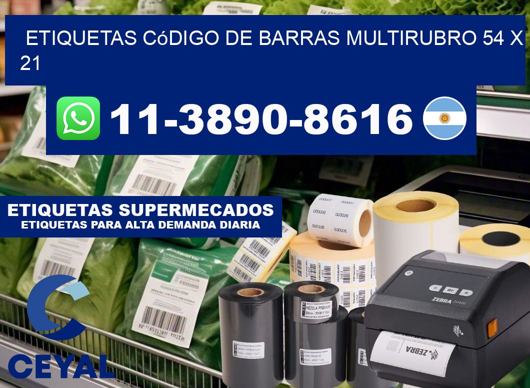 Etiquetas código de barras multirubro 54 x 21
