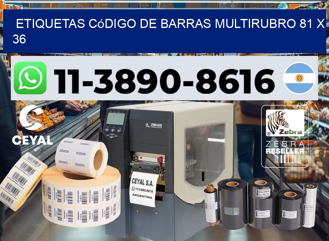 Etiquetas código de barras multirubro 81 x 36