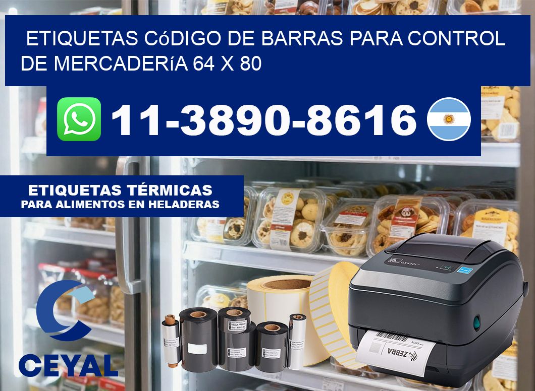 Etiquetas código de barras para control de mercadería 64 x 80