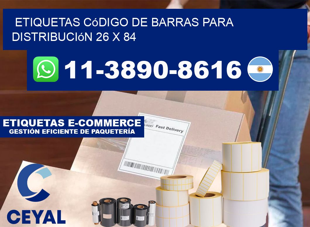 Etiquetas código de barras para distribución 26 x 84